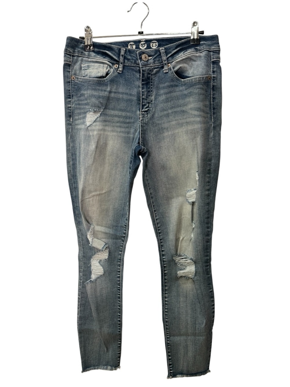 Rewash Women's Distressed Skinny Jeans - Faded Blue Wash size 9/29